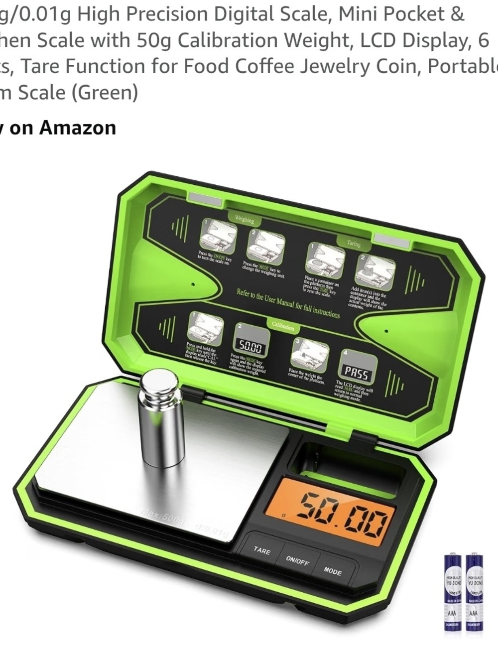 Digital Pocket Scale - Green Portable Precision Scale